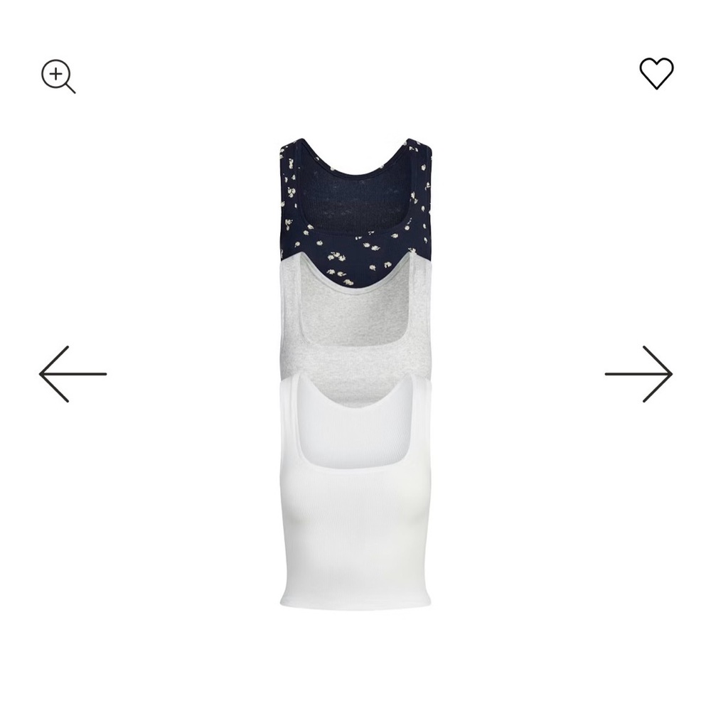 Skims Cotton Ribbed Women's Floral Navy, Gray, and White Tank Tops